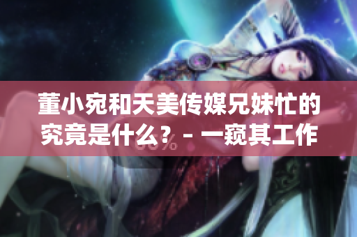 董小宛和天美传媒兄妹忙的究竟是什么？– 一窥其工作日常(1)